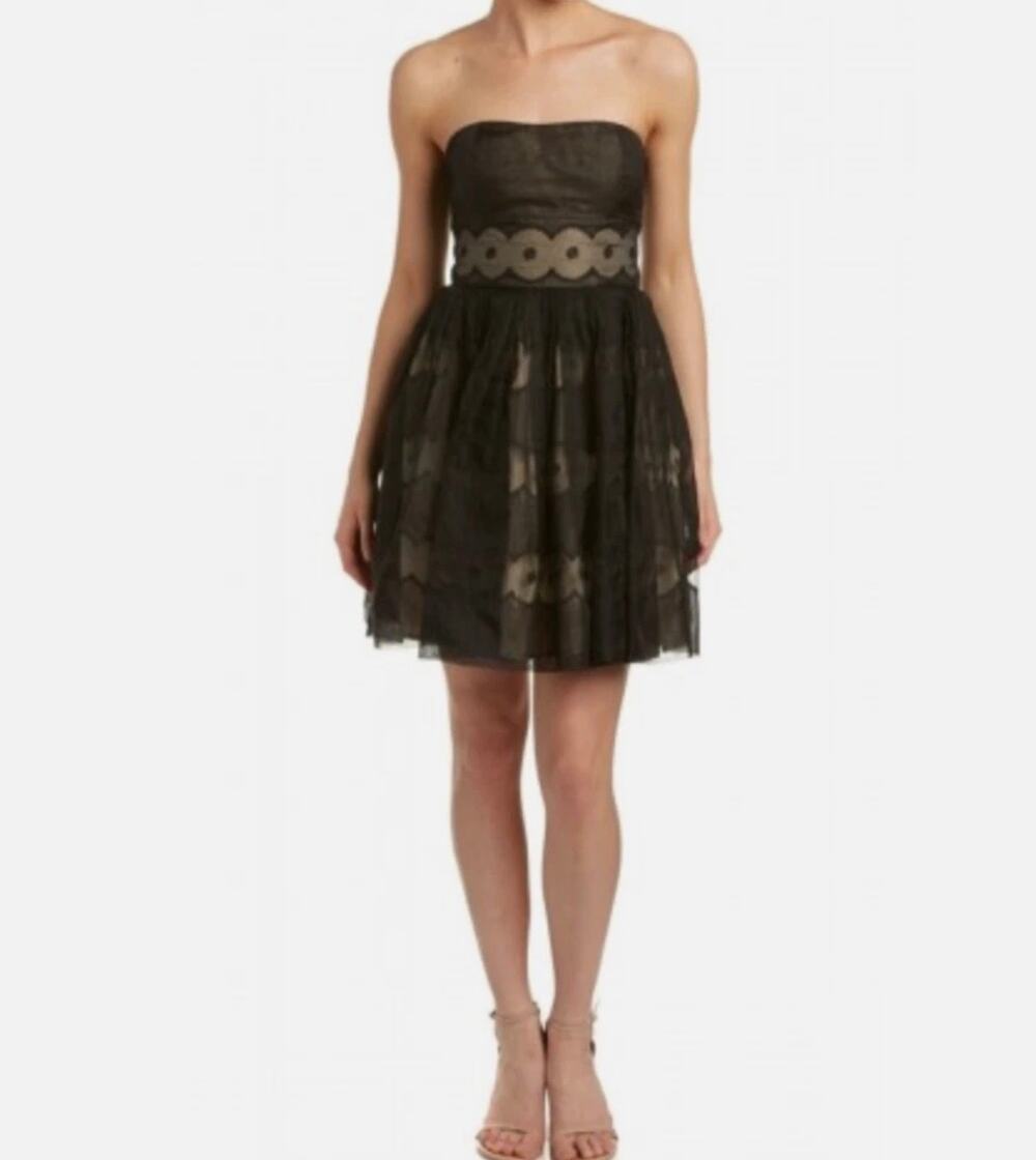 Red Valentino Womens L Black Italian Silk Embroidered Mini Dress Luxe Party NWT